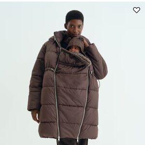 H&M Brown Puffer MAMA BEFORE & AFTER BABYWEARING PUFFER COAT NEW WITH TAGS